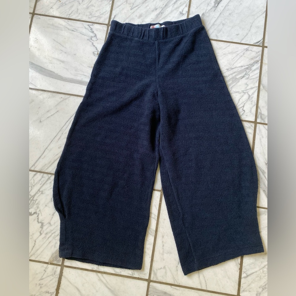 Free People Navy Wide Leg Cropped Knit Pants